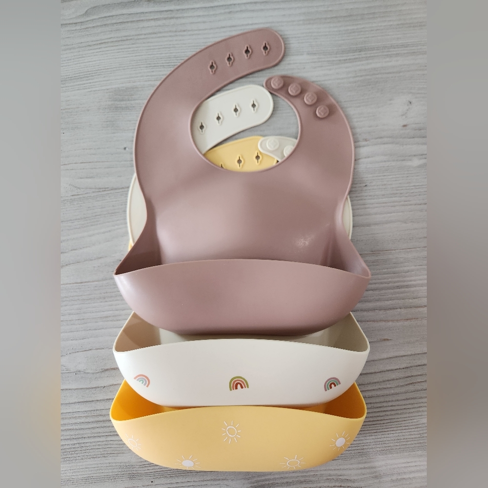 Mushie Silicone Baby Bibs - Set of 3